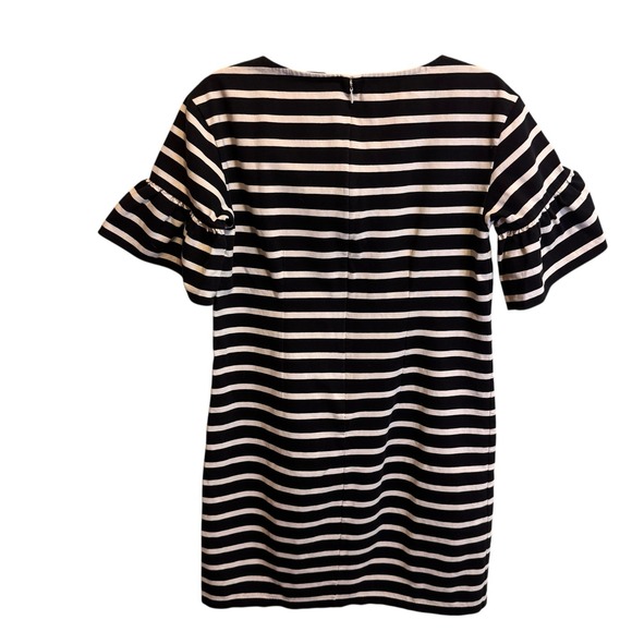 J. Crew Sheath Dress Woman S Small Ruffled Bell Sleeve Striped Style #F0160 - Picture 4 of 9